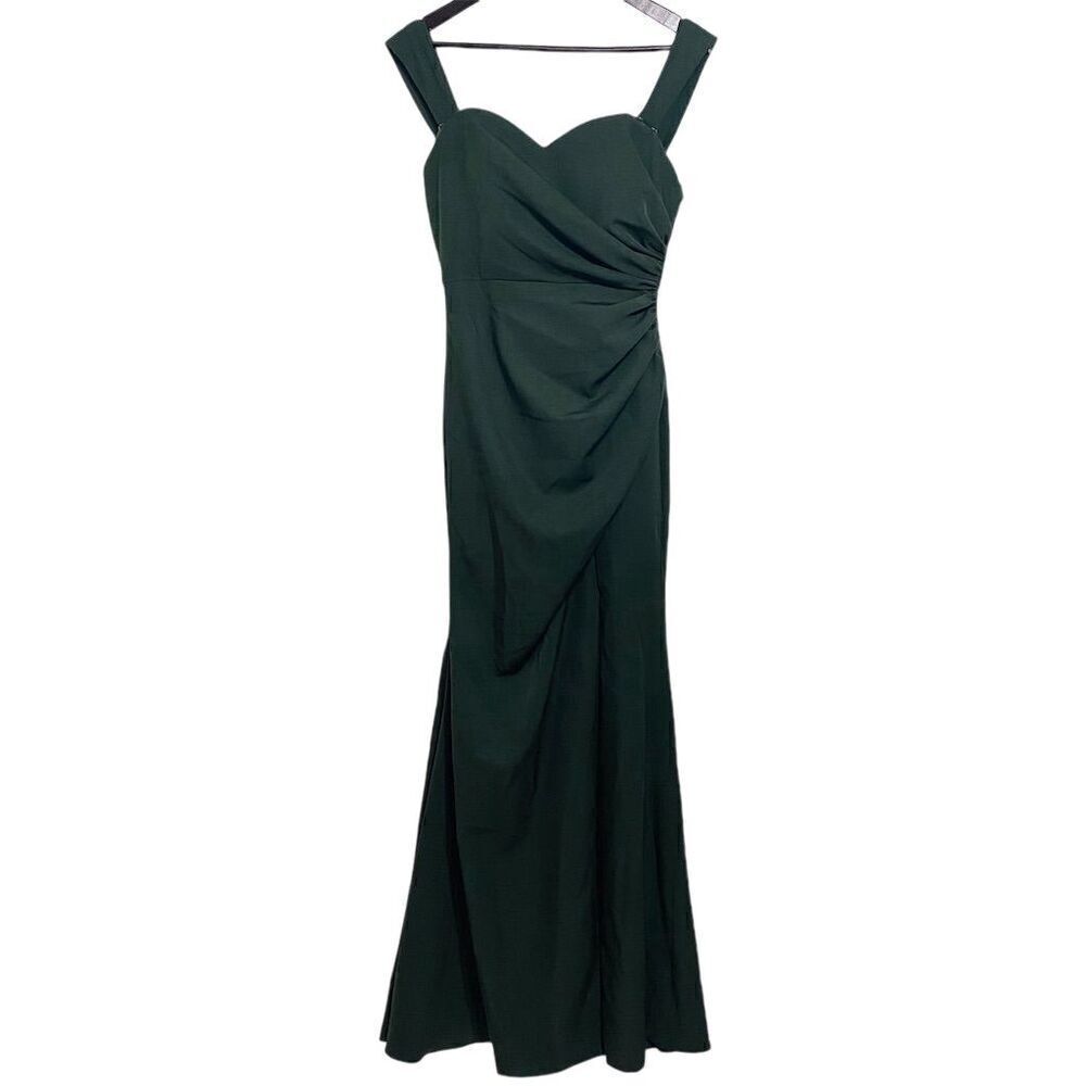 Revelry Dark Emerald Draped Sweetheart Maxi Dress